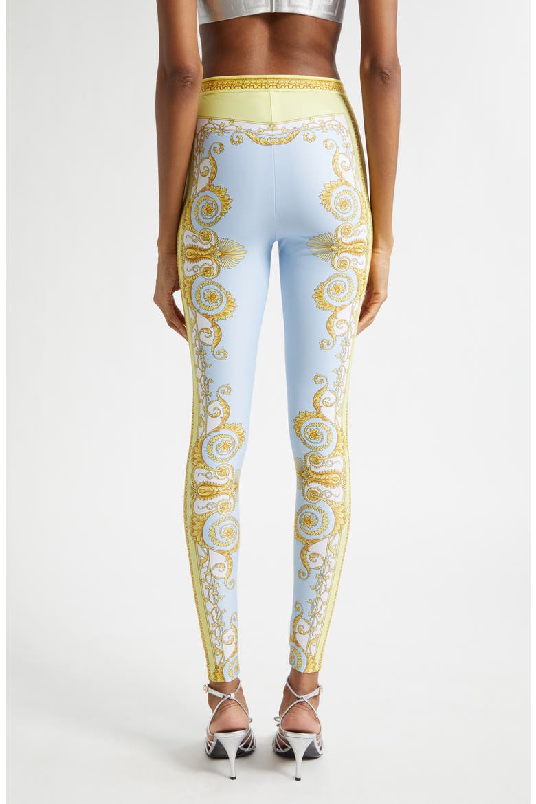 Barocco Print Leggings, Alternate, color, PALE YELLOW PASTEL BLUE