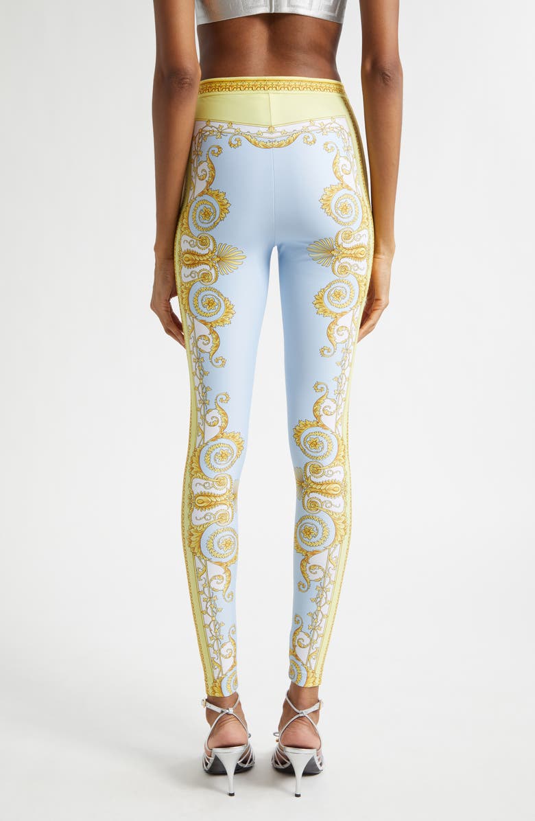 Versace Barocco Print Leggings, Alternate, color, 