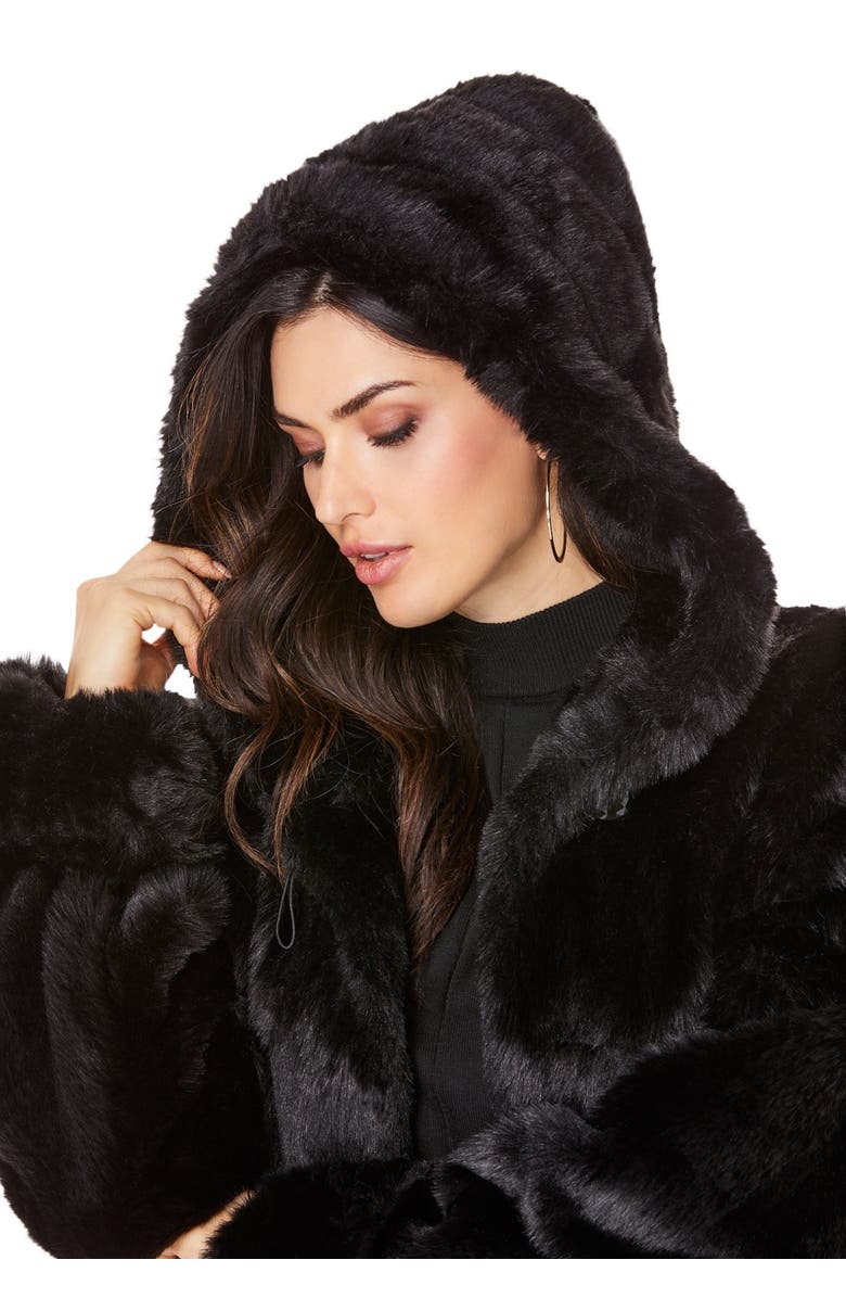 Roaman's Plus Size Hooded Faux Fur Coat, Alternate, color, Black