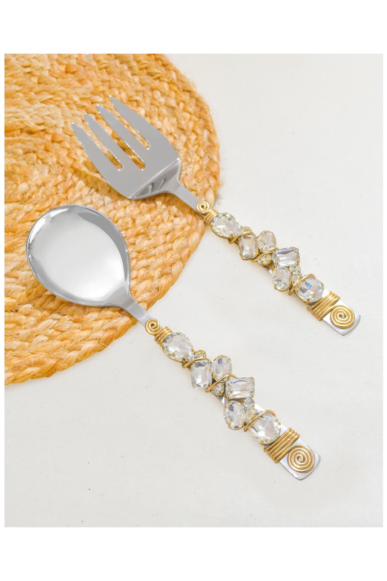 Embellished Radiance Constellation 2-Piece Salad Serving Set, Alternate, color, WHITE