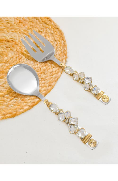 Tiramisu Embellished Radiance Constellation 2-piece Salad Serving Set In White