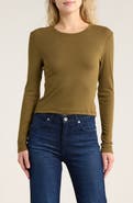 rag & bone Essie Long Sleeve Ribbed Crop T-Shirt