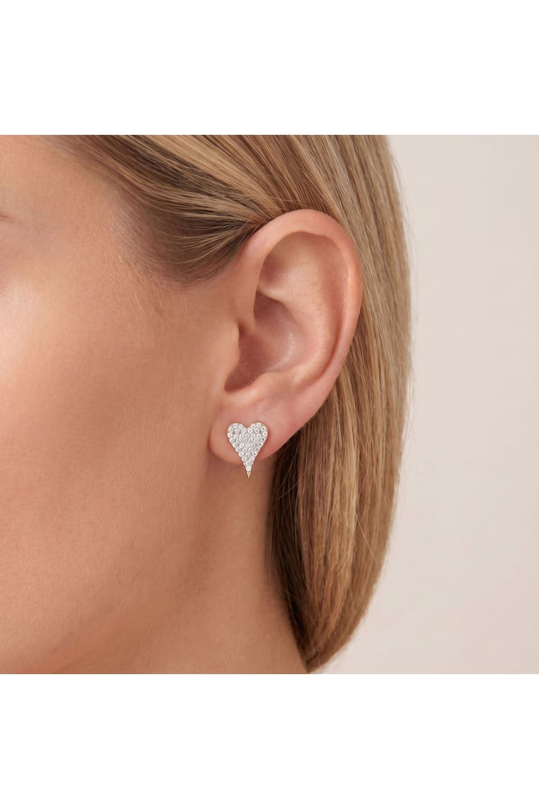 Pave CZ Heart Stud Earrings, Alternate, color, Sterling Silver