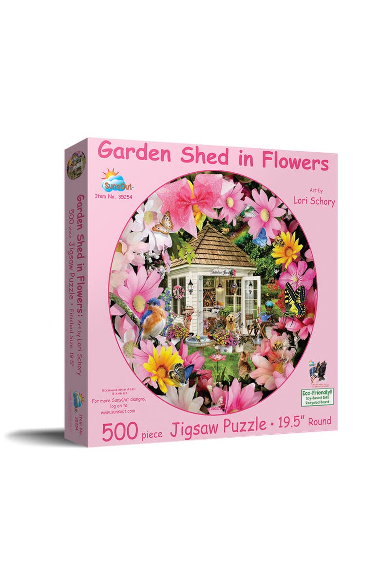Garden Shed in Flower 500 piece Jigsaw Puzzle for Adults Round, Main, color, Multicolor