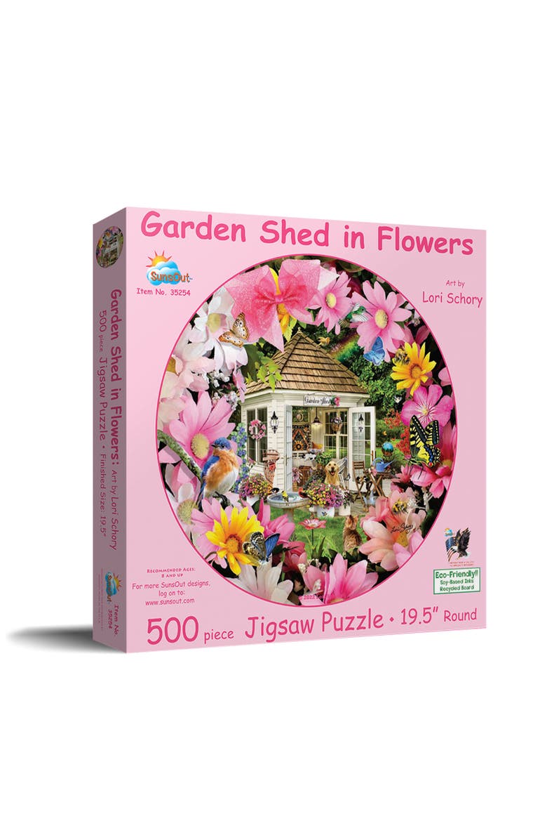Sunsout Garden Shed in Flower 500 piece Jigsaw Puzzle for Adults Round, Main, color, Multicolor