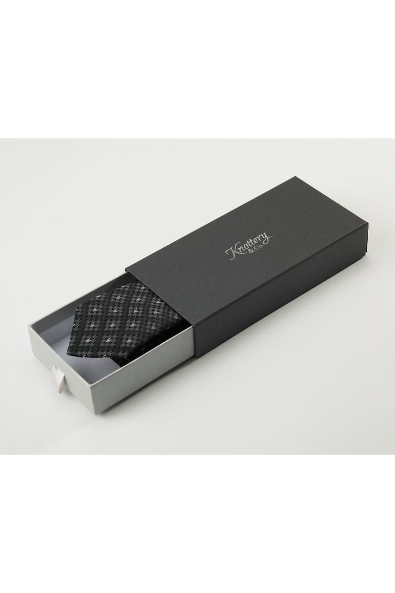 Houndstooth Mosaic Silk Jacquard Tie, Alternate, color, Charcoal