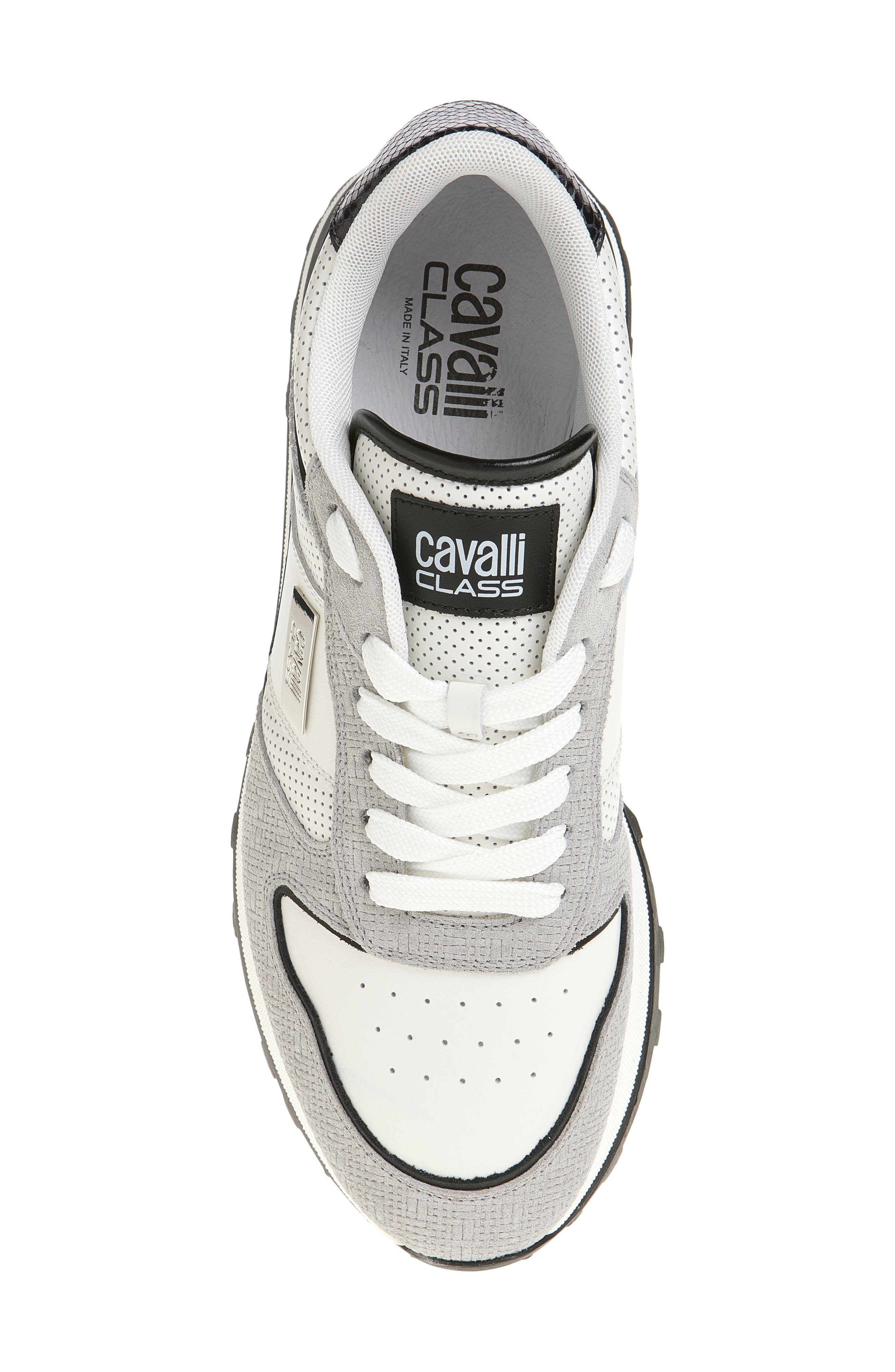 Roberto Cavalli Perforated Sneaker, Alternate, color, Grey