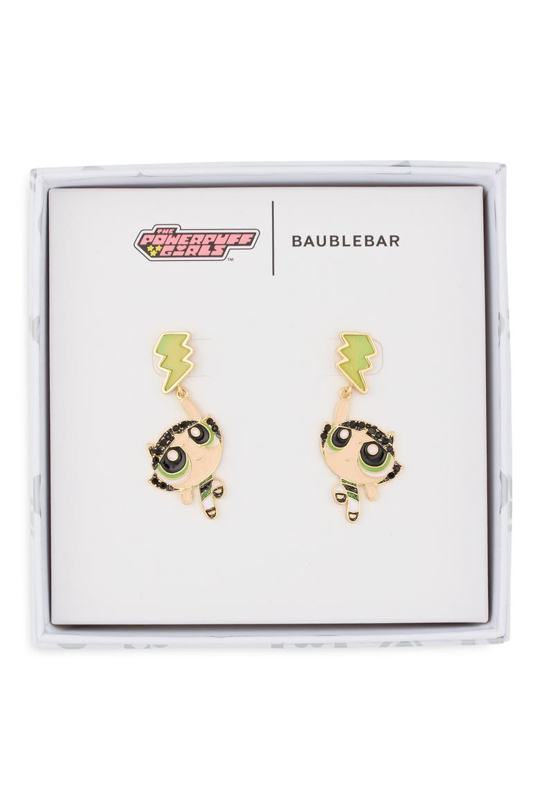 Powerpuff Girls™ Buttercup Lightning Bolt Drop Earrings, Main, color, MULTI