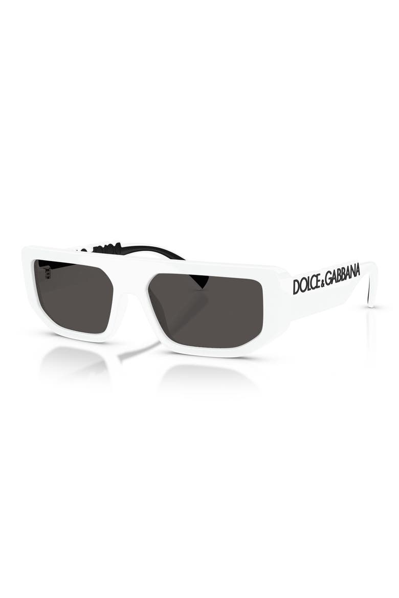 56mm Rectangular Sunglasses, Alternate, color, WHITE / DARK GREY