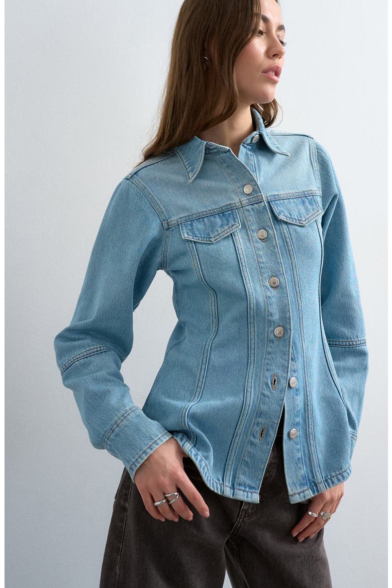 Seamed Denim Jacket, Main, color, LIGHT BLUE