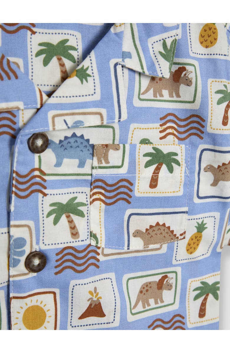 JOJO MAMAN BEBE Dino Stamp Cotton Button-Up Shirt & Shorts Set, Alternate, color, Khaki