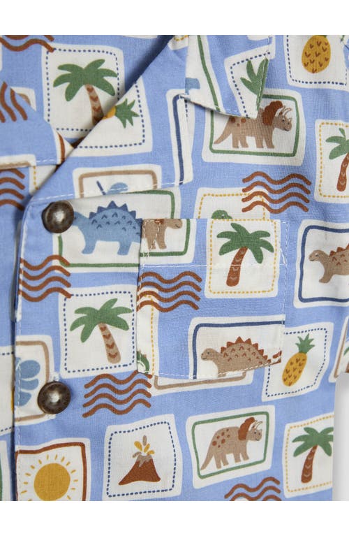 Jojo Maman Bébé Jojo Maman Bebe Dino Stamp Cotton Button-up Shirt & Shorts Set