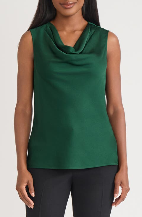 Cowl Neck Sleeveless Satin Top