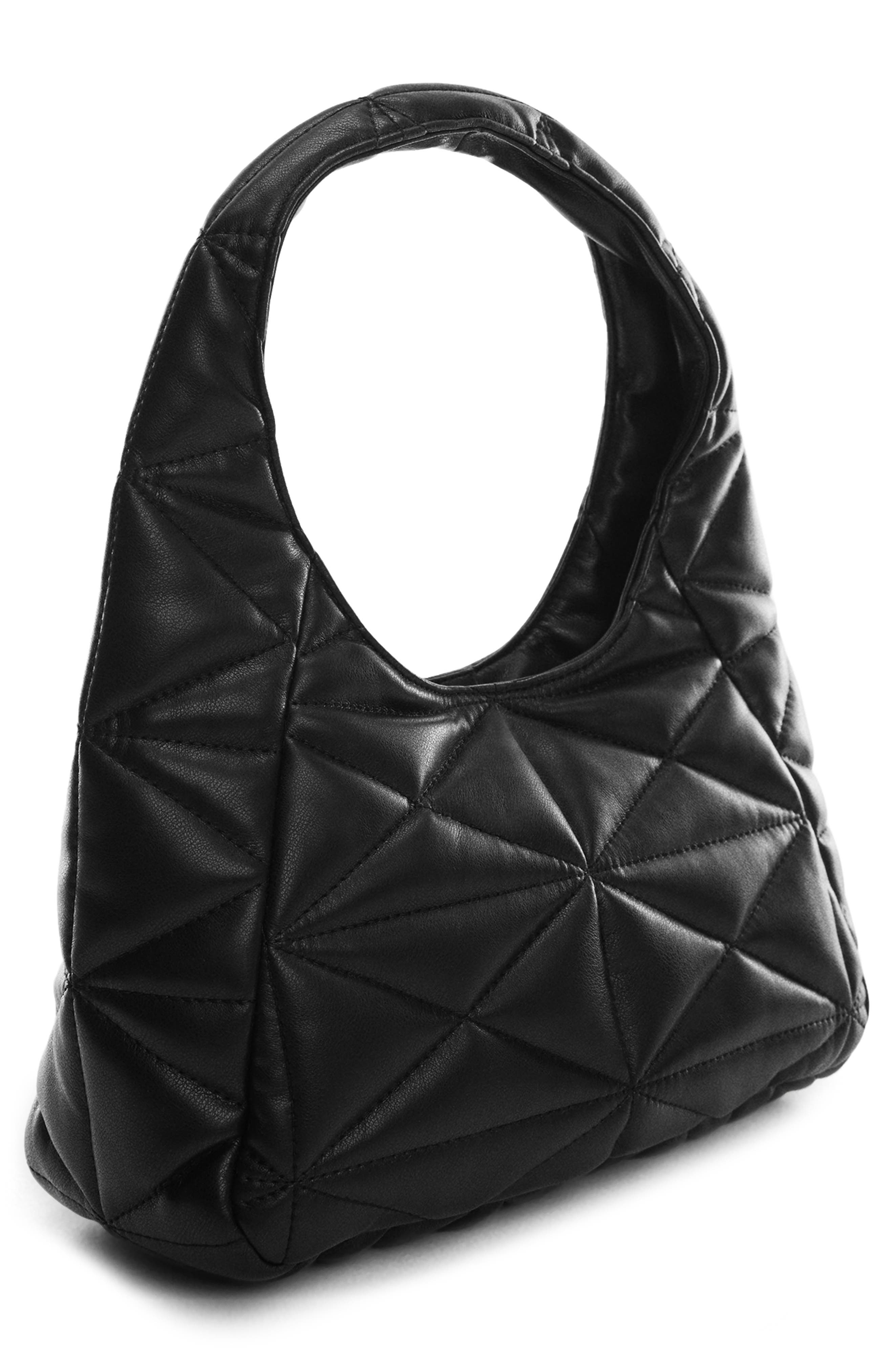 MANGO Quilted Faux Leather Hobo Bag, Alternate, color, 