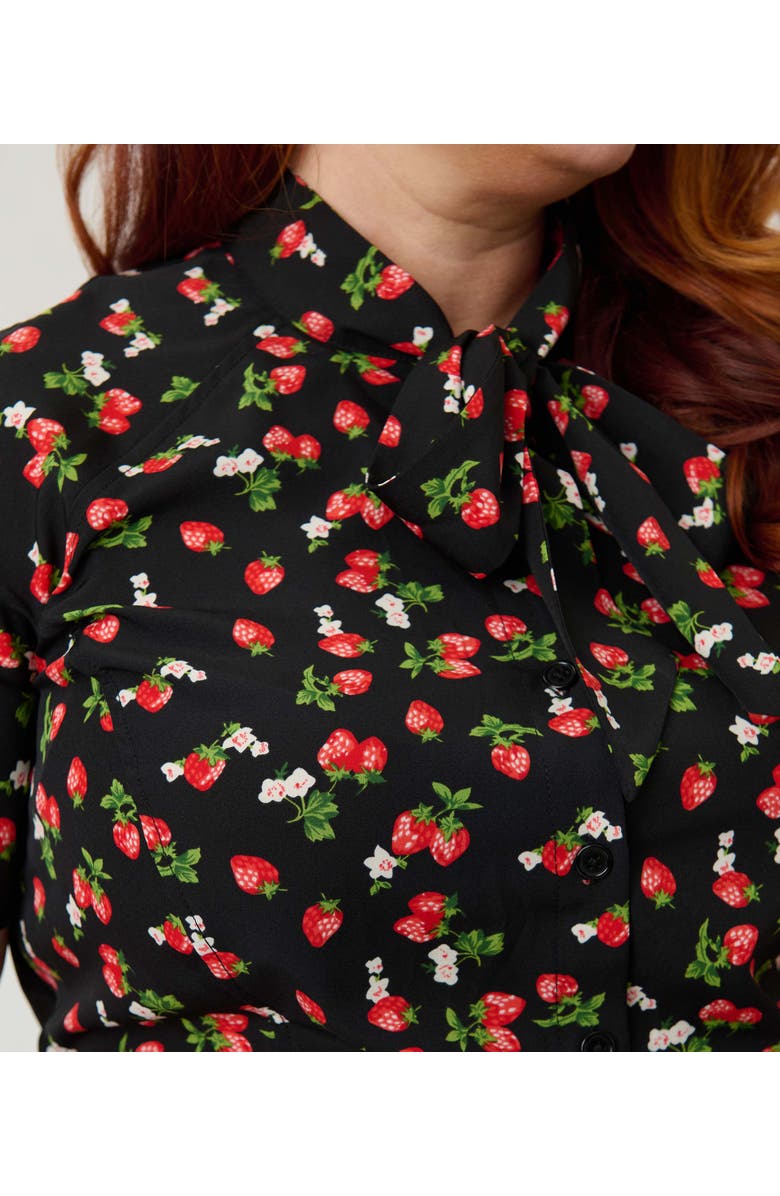 Unique Vintage Plus Size Chita Blouse, Alternate, color, Black & Berry Print