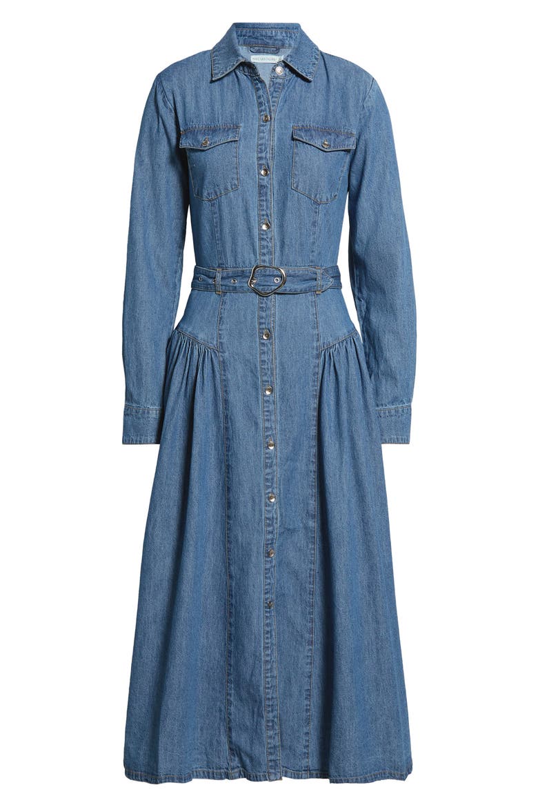 Long Sleeve Denim Midi Shirtdress, Alternate, color, SUNFADE WASH