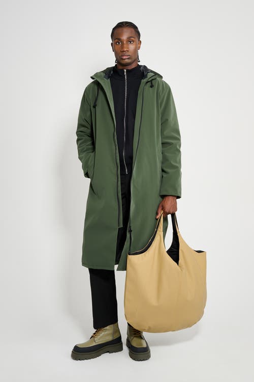 Stutterheim Stockholm Long Matte Winter Coat In Green
