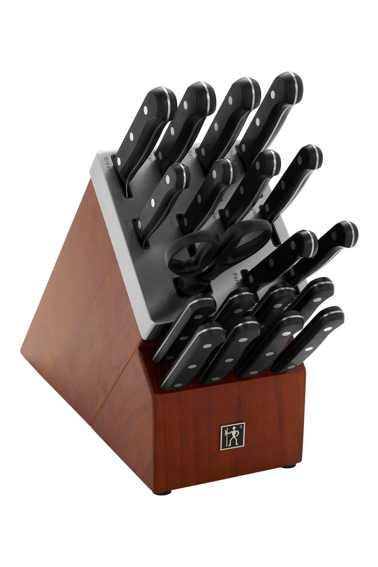 Solution 20-Piece Self Sharpening Knife Block Set, Main, color, BLACK