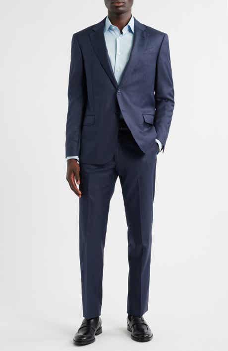 Navy Blue Check Wool Suit