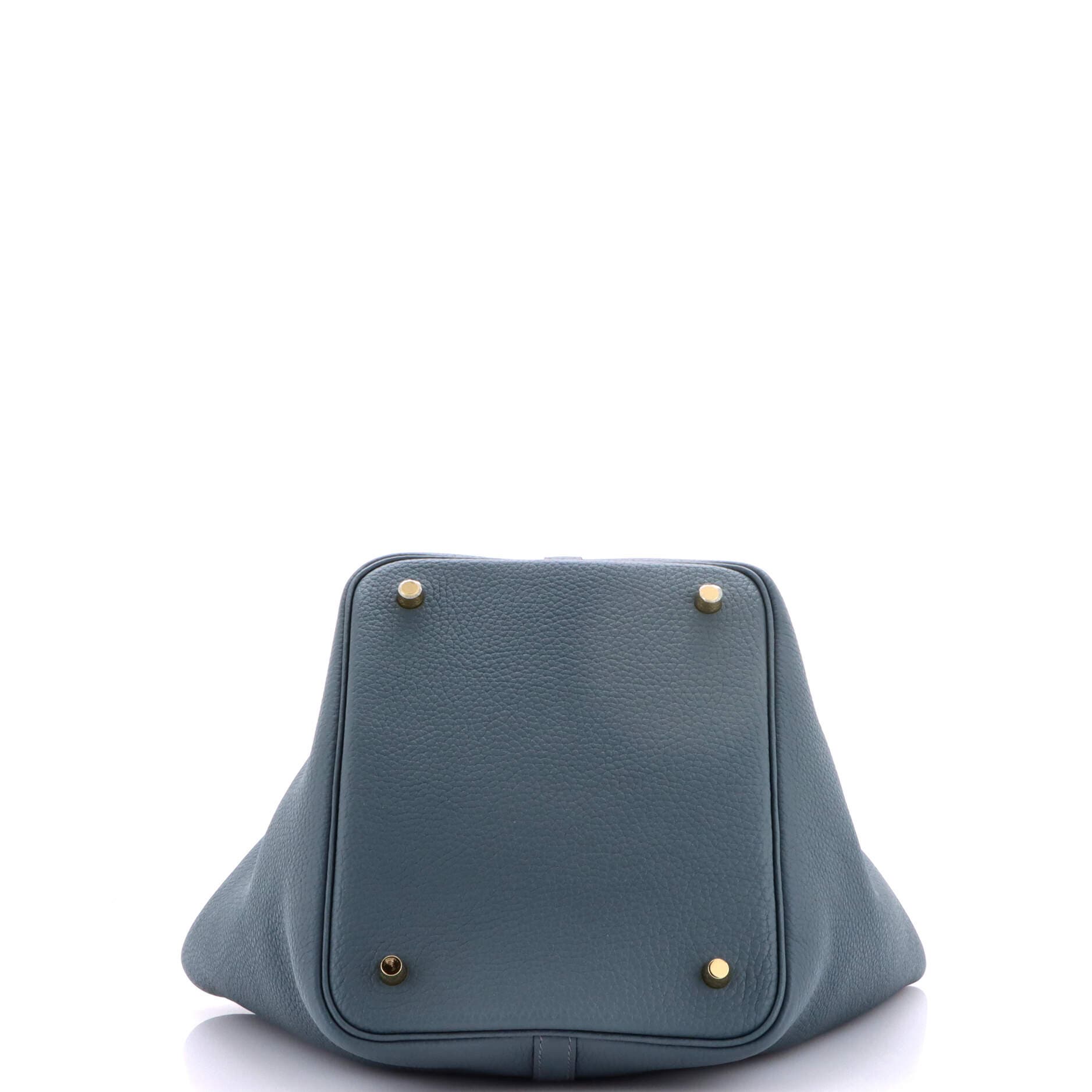 Pre-Owned Hermes Picotin Lock Bag Clemence MM, Alternate, color, Bleu Orage