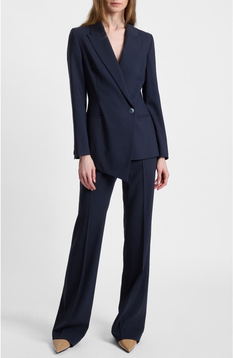 Santorelli Mara Asymmetrical Blazer in Virgin Wool Stretch, Alternate, color, Midnight