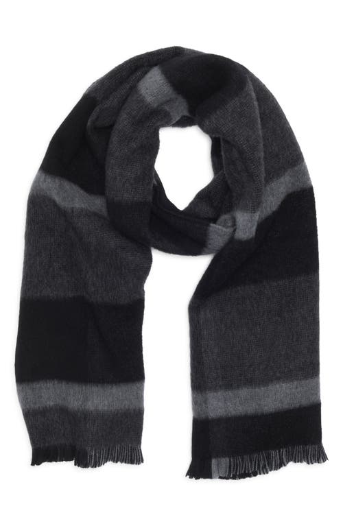 Nordstrom Exploded Plaid Merino Wool Scarf In Black