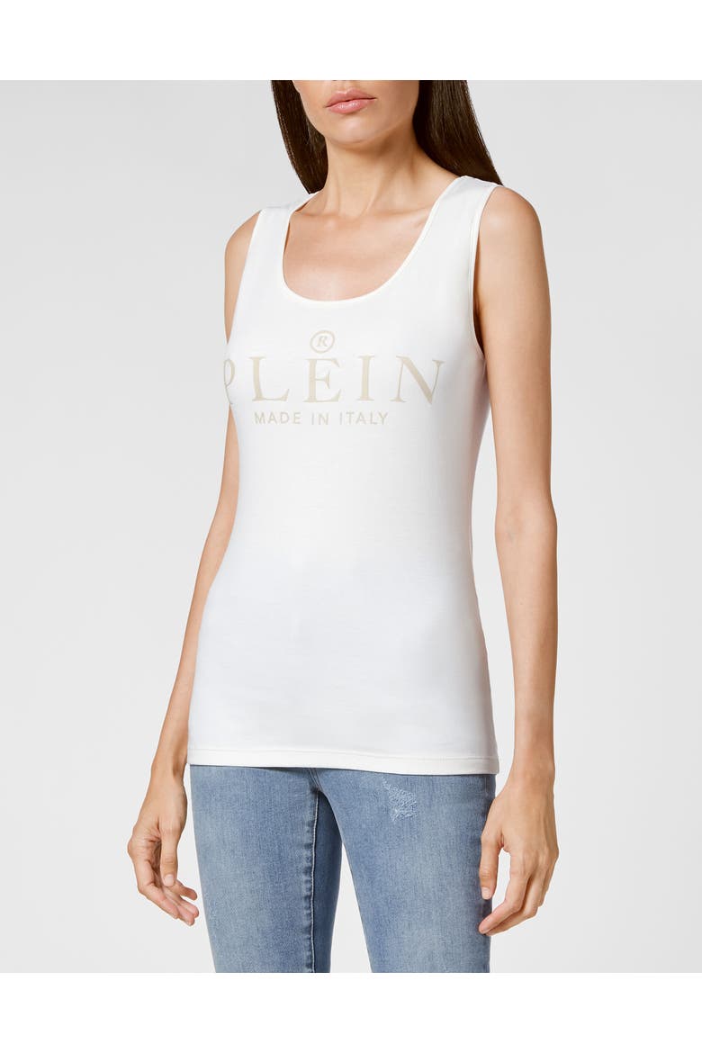 Tank Top Iconic Plein Women, Main, color, Cream