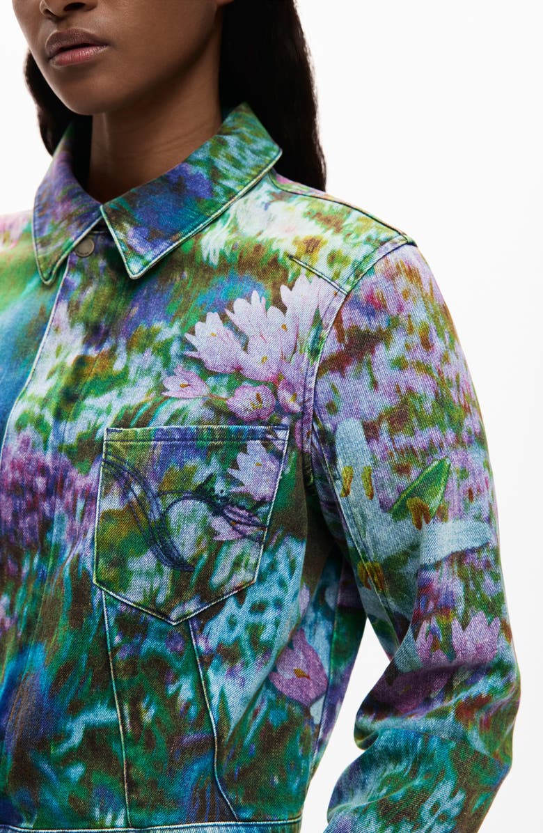 Desigual Floral Trucker Jacket, Alternate, color, Medium Blue