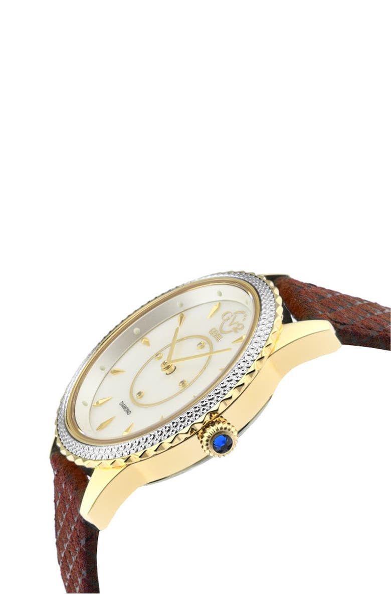 GV2 Siena Mother Of Pearl White Dial Diamond Red Leather Strap Watch, 38mm - 0.0044 ctw, Alternate, color,