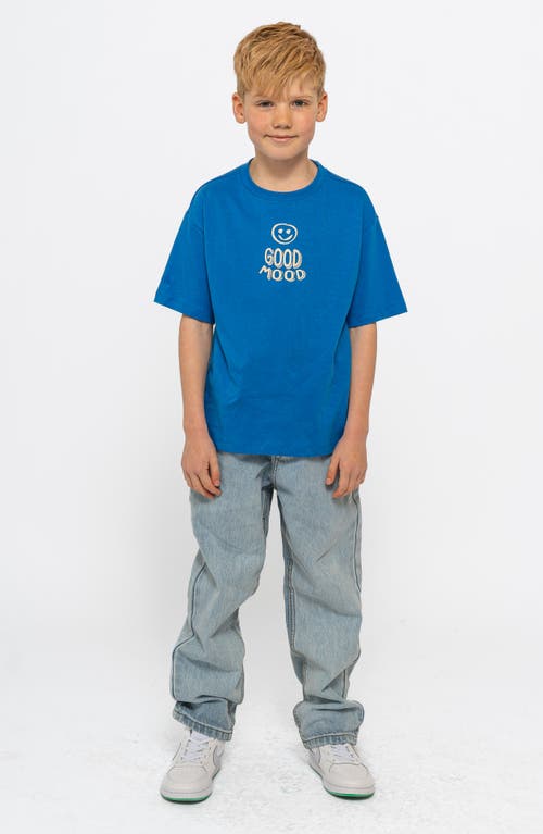 The New Kids' Norwood Oversize Good Mood Organic Cotton Graphic T-shirt In Daphne