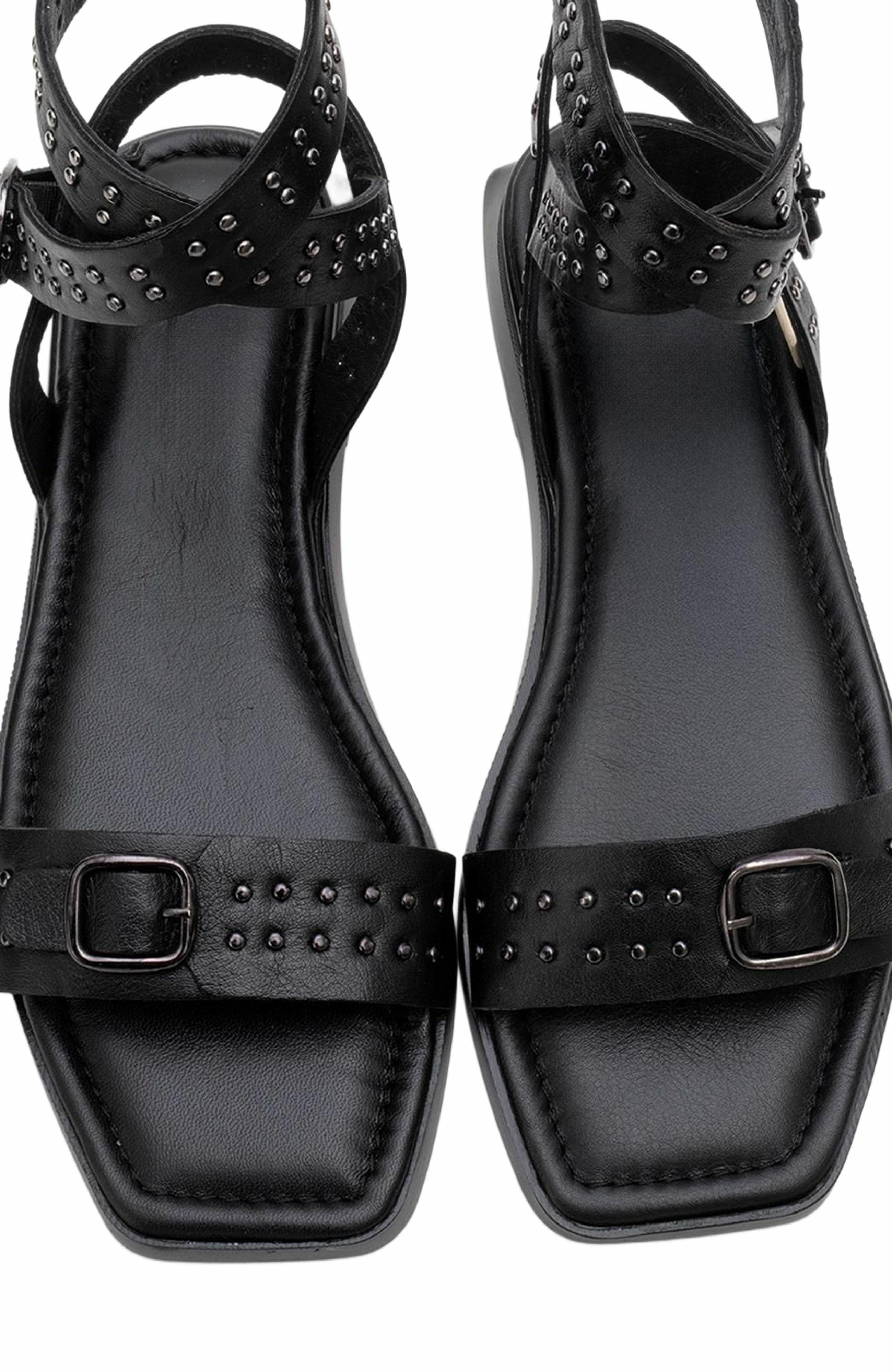 Forever & Always Shoes Carril Leather Sandal, Alternate, color, Black Leather