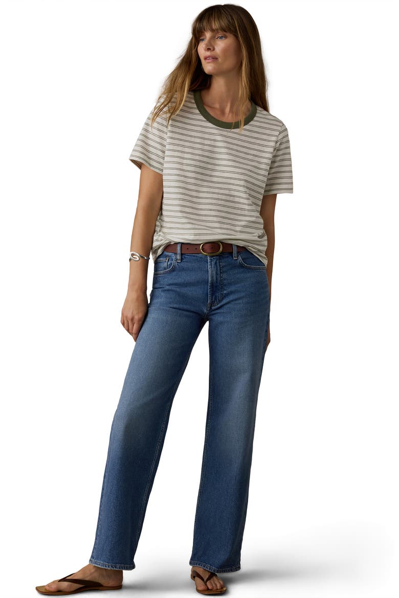Sunwashed Essential Cotton T-Shirt, Alternate, color, FOUR LEAF CLOVER MINI STRIPE