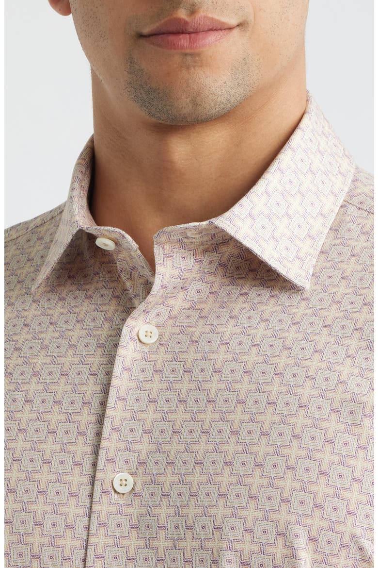Miles OoohCotton® Geo Print Short Sleeve Button-Up Shirt, Alternate, color, SIENNA