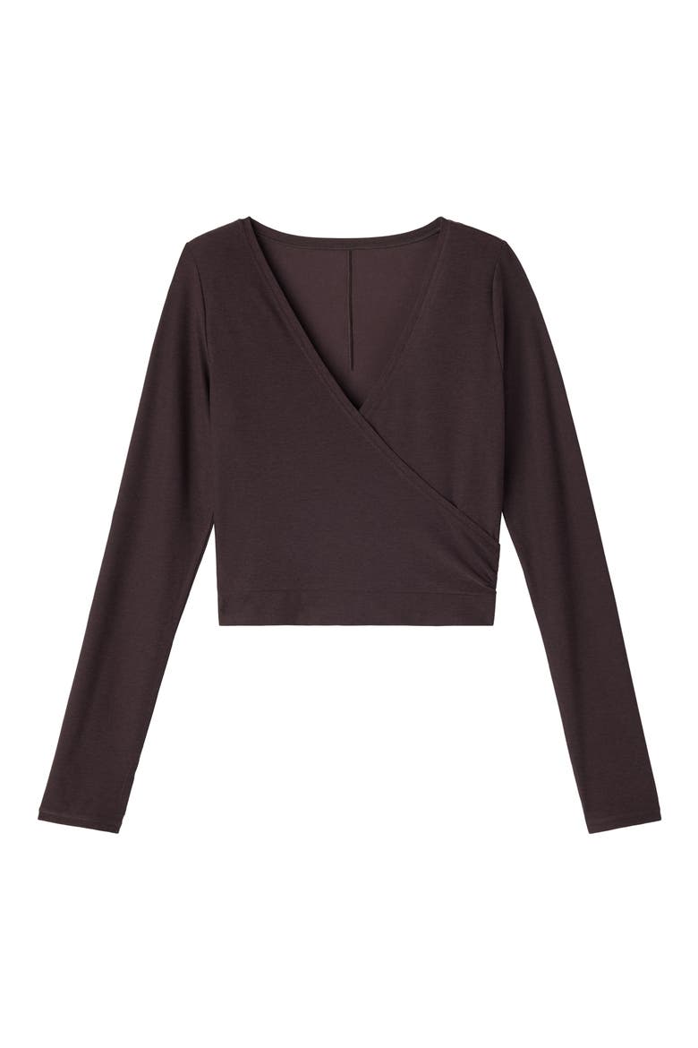 Atmosphere Wrap Top, Alternate, color, DARK ESPRESSO HEATHER