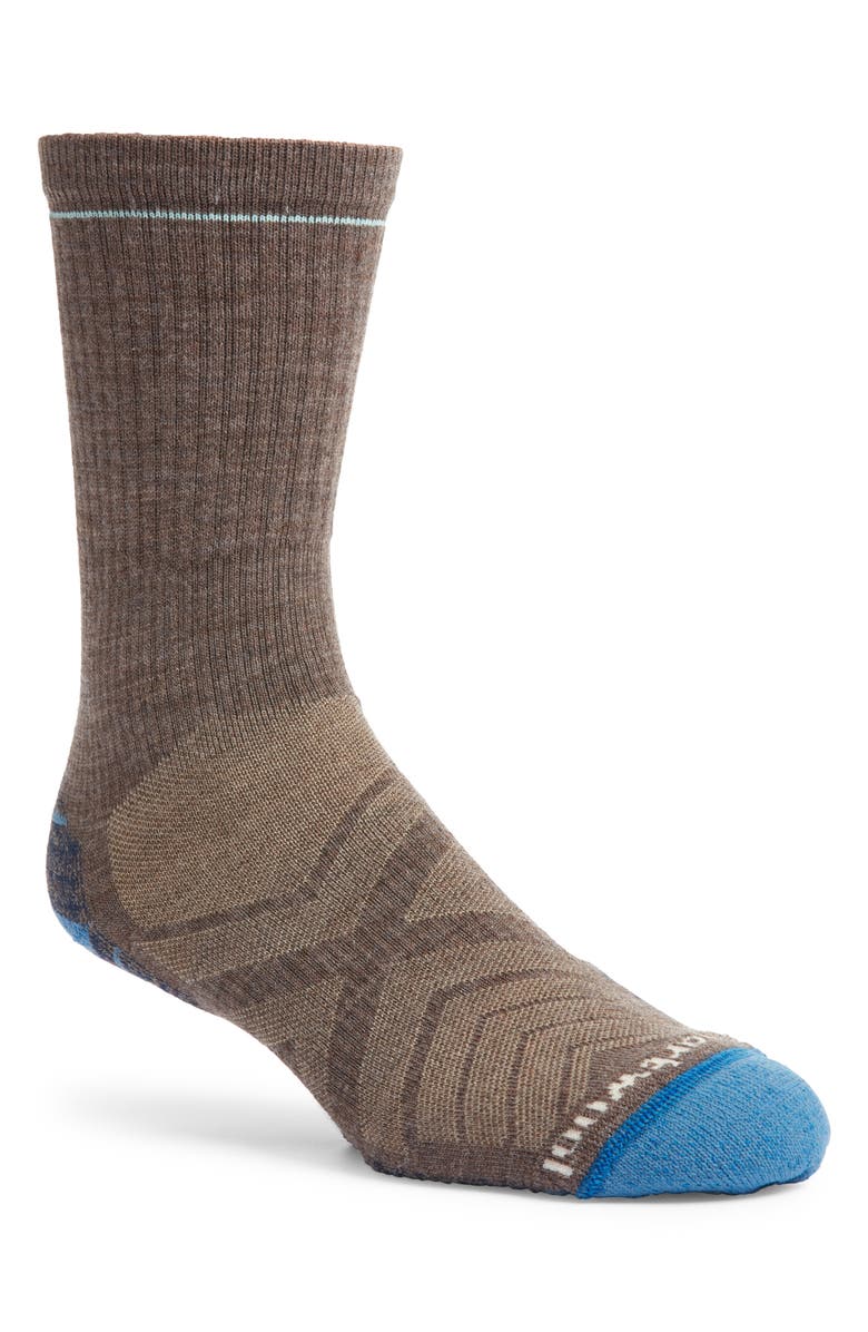 Smartwool Hike Light Cushioning Merino Wool Blend Crew Socks, Main, color, Taupe-Laguna Blue
