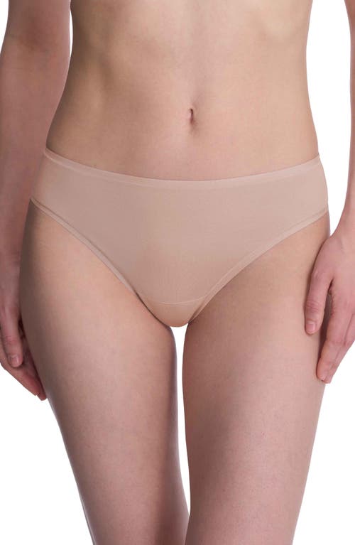 Natori Bliss Bare Stretch Cotton Thong In Nude