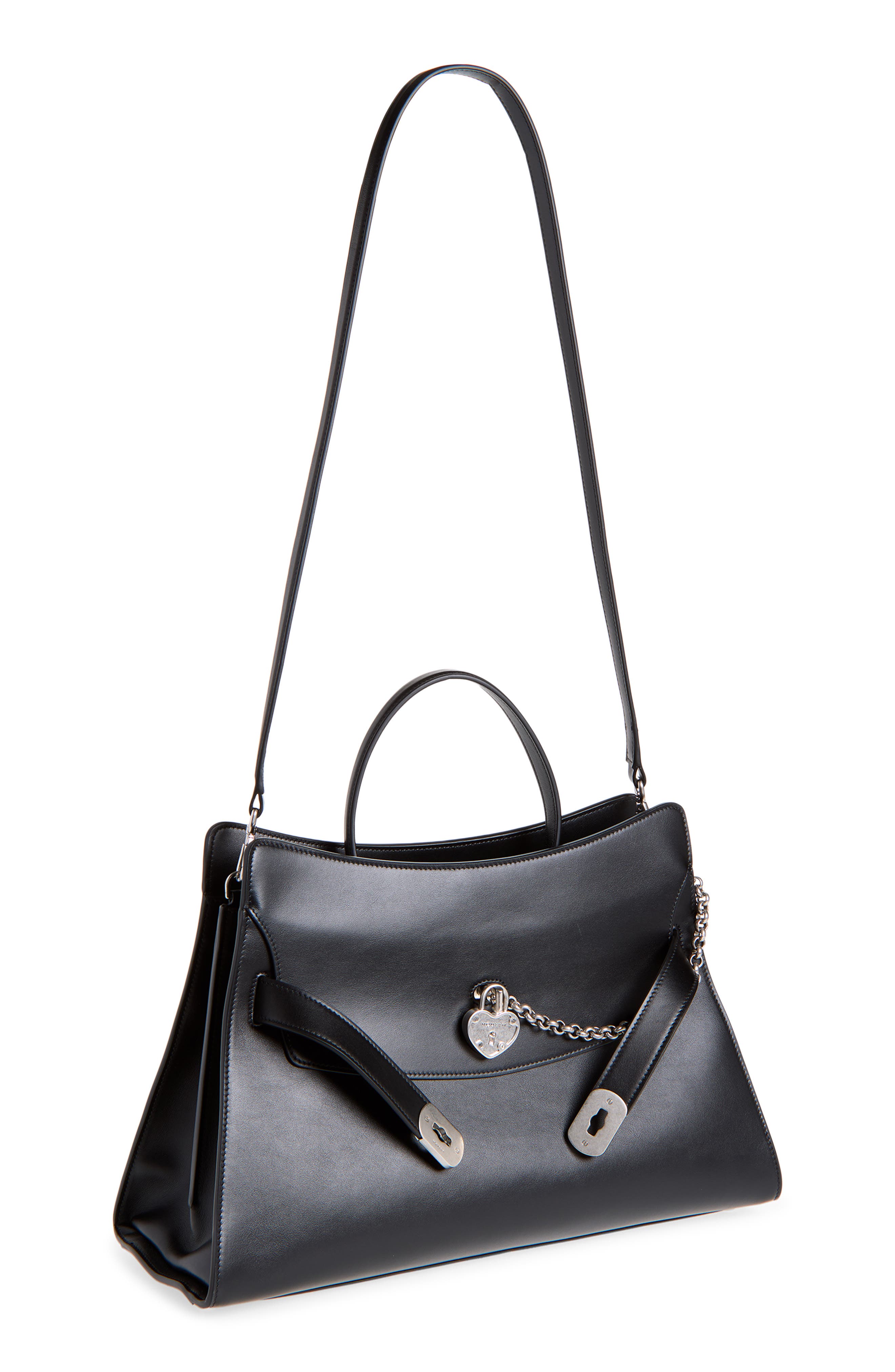 Locke Leather Top Handle Bag, Alternate, color, BLACK/ GREY