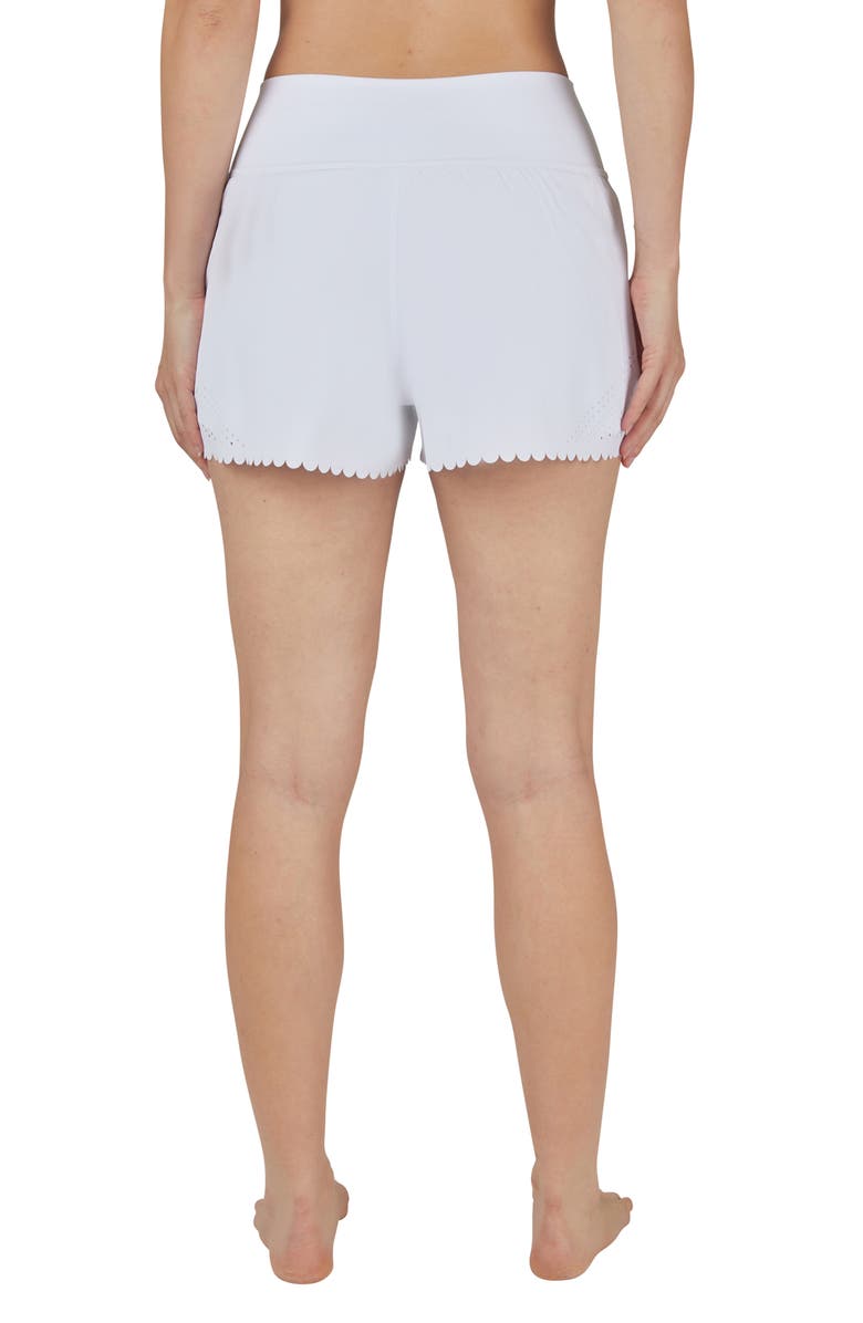 YOGALICIOUS Lightstreme All for Sun Laser-Cut Layered Shorts, Alternate, color, White