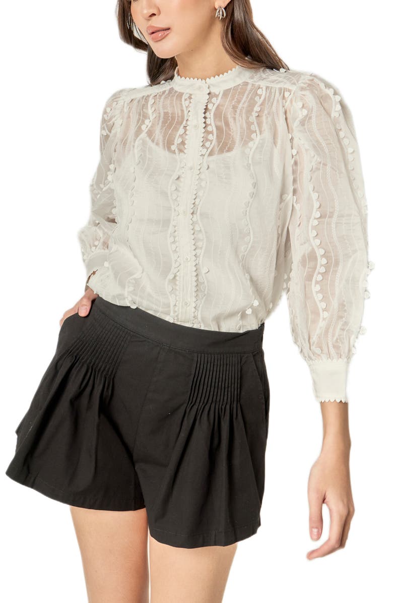 English Factory Heart Trim Shirt, Alternate, color, White