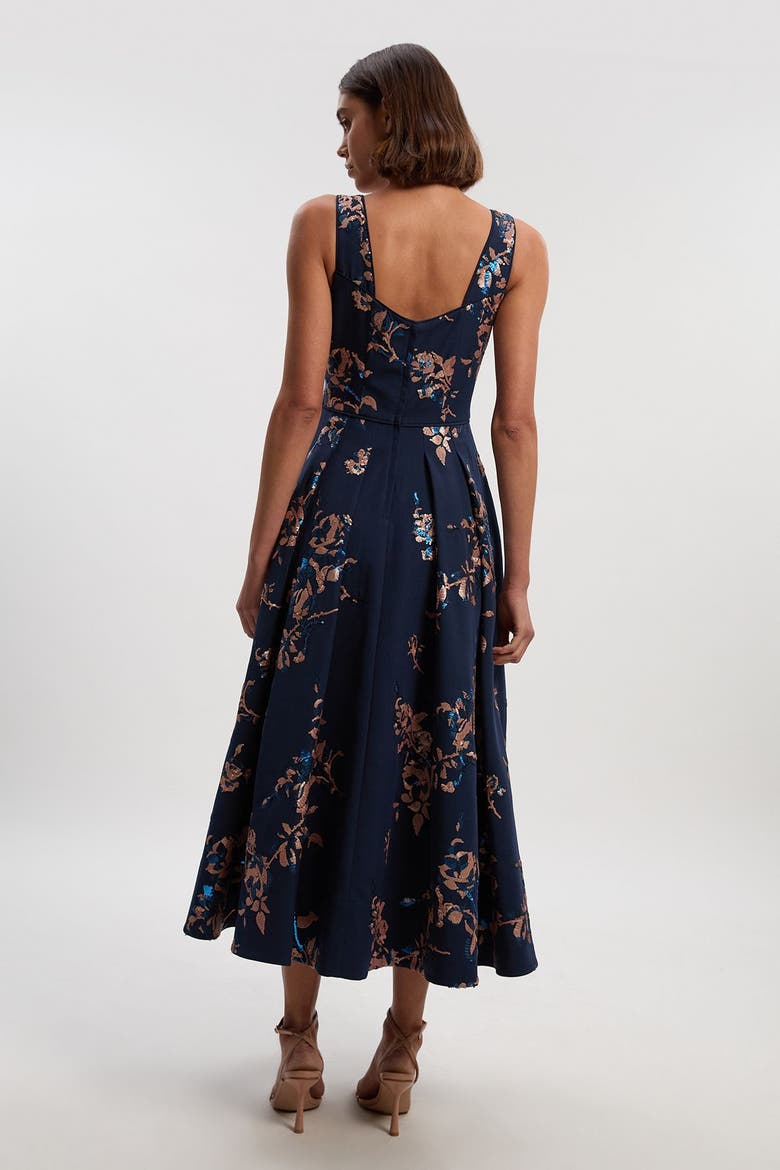 Satin Sequin Prom Dress, Alternate, color, Navy