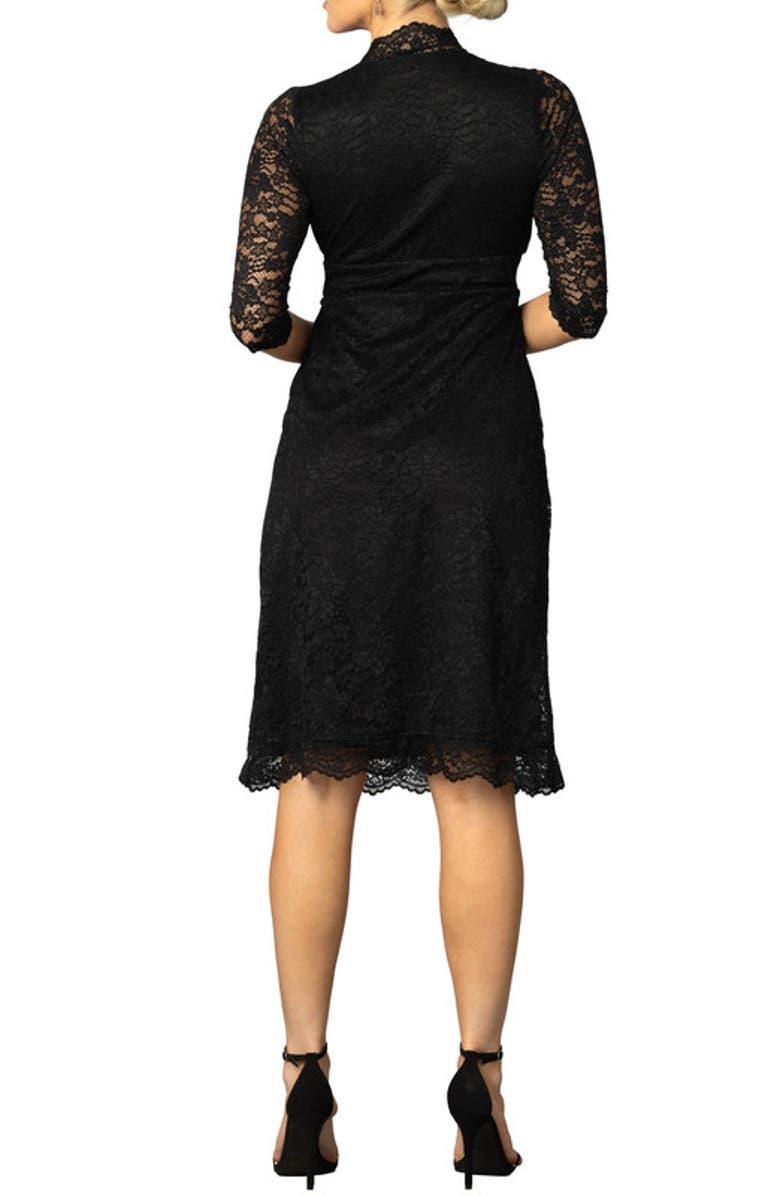 Kiyonna Scalloped Boudoir Lace Cocktail Dress, Alternate, color, Onyx