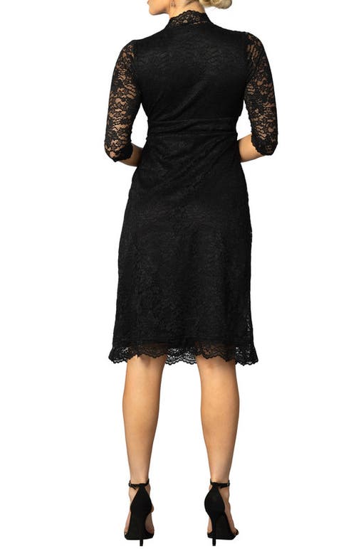 Kiyonna Scalloped Boudoir Lace Cocktail Dress In Onyx