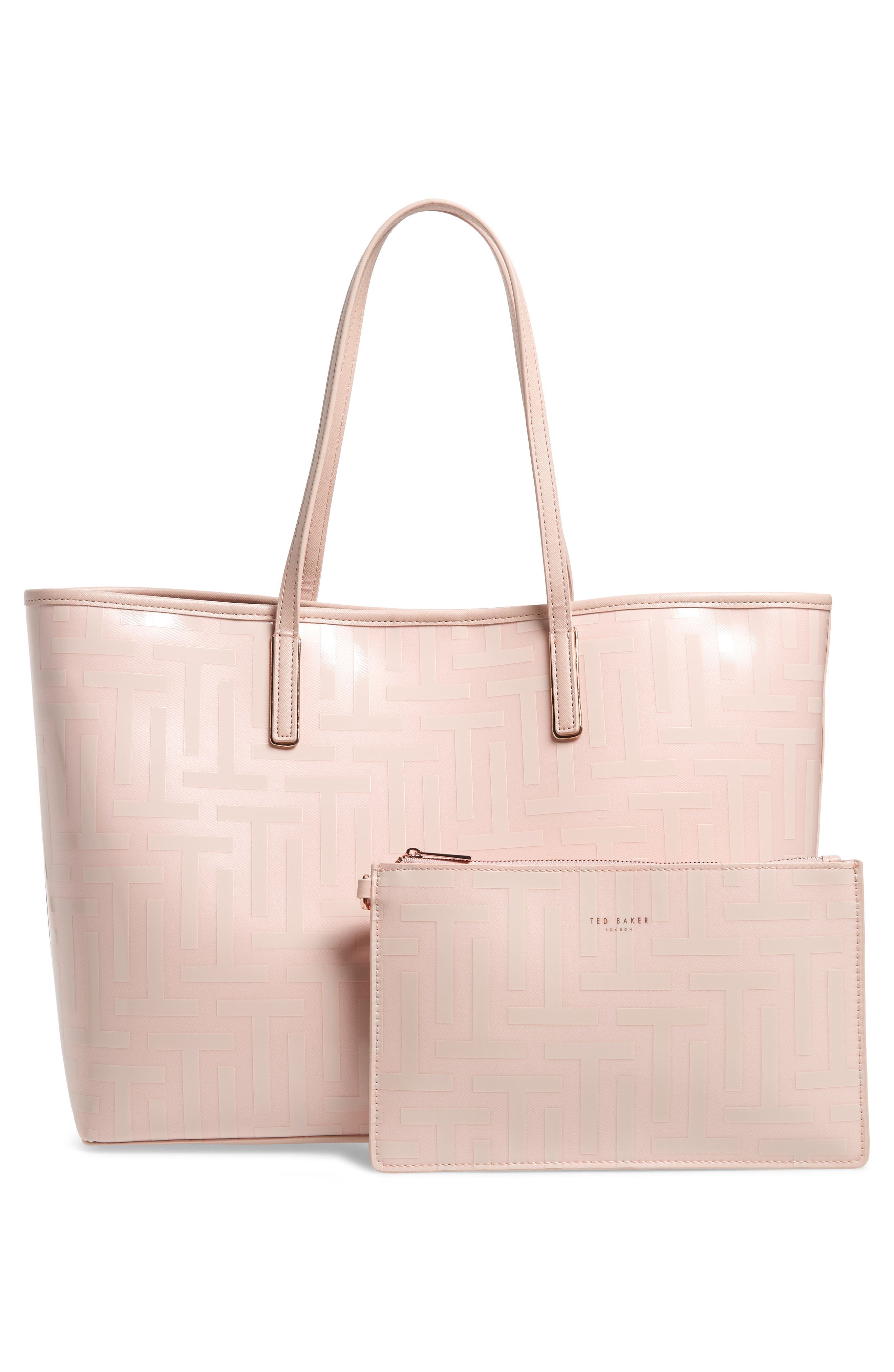 Eleenor Logo Nylon Shopper Tote, Alternate, color, PINK