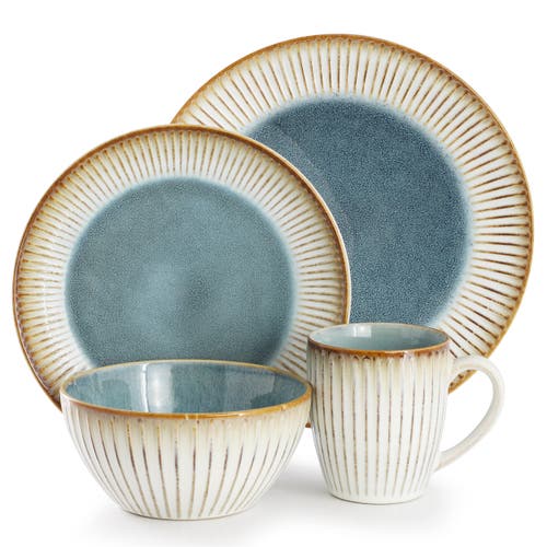 Elama Louann 16 Piece Stoneware Dinnerware Set In Multi