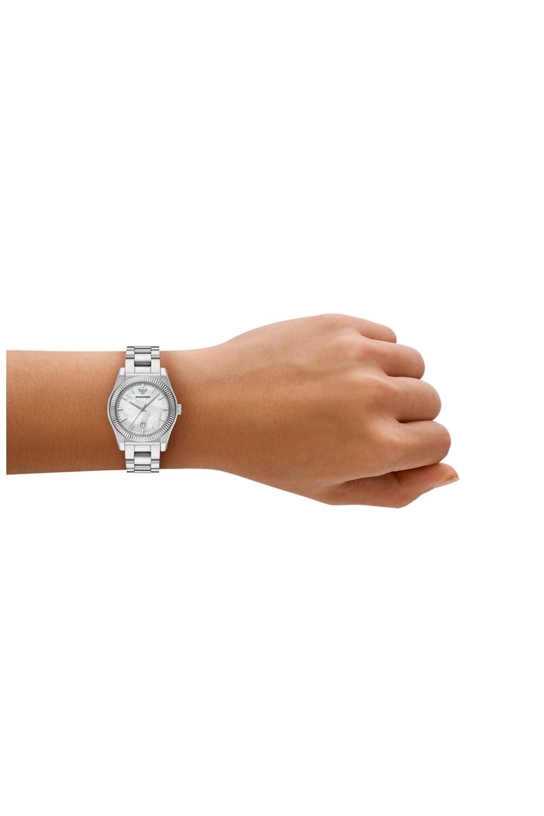 Three-Hand Bracelet Watch, 32mm, Alternate, color, SILVER