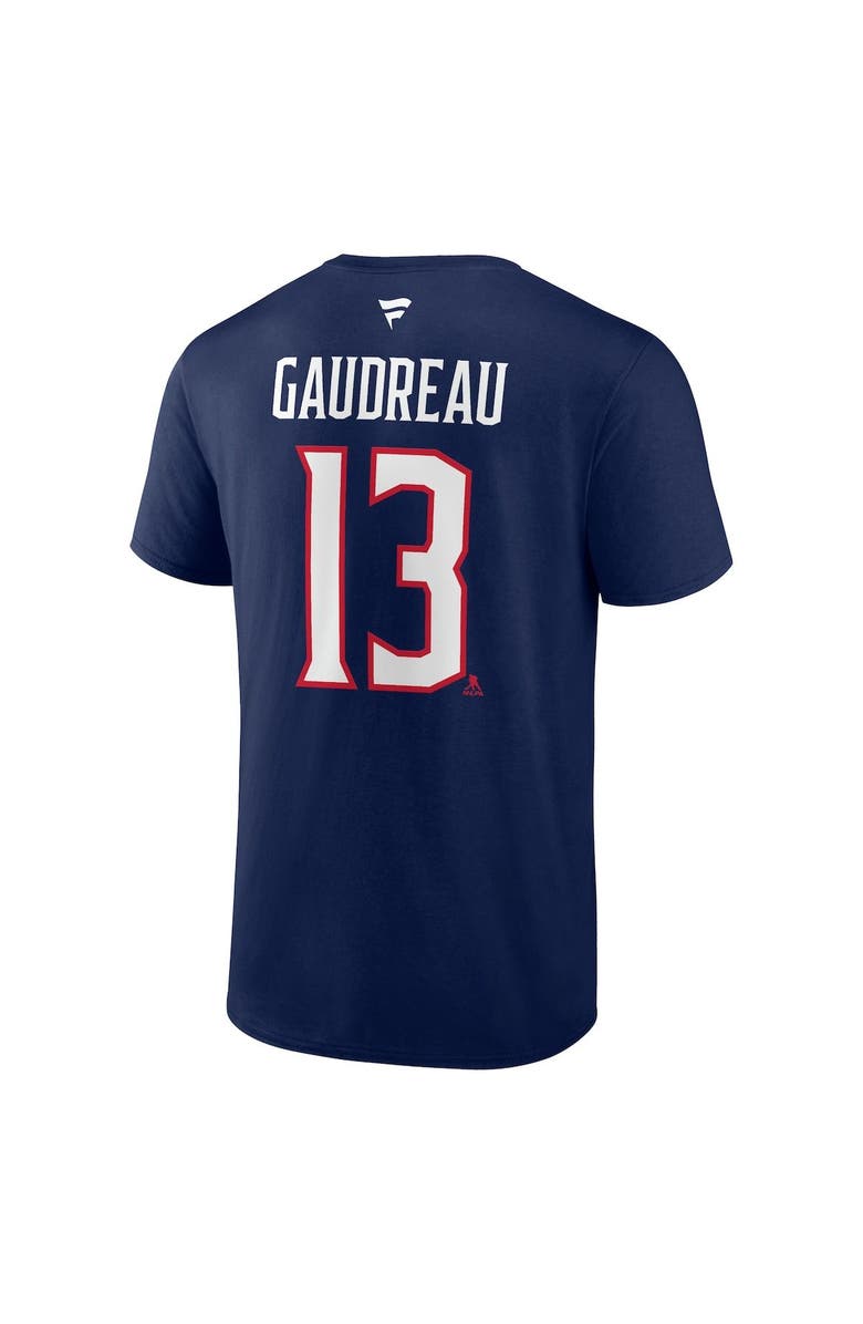 FANATICS Men's Fanatics Branded Johnny Gaudreau Navy Columbus Blue Jackets Authentic Stack Name & Number T-Shirt, Alternate, color, 