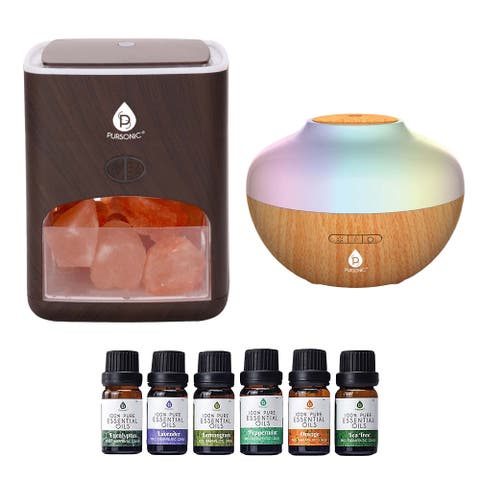 Himalayan Salt Lamp & Aromatherapy Diffuser Wellness Set