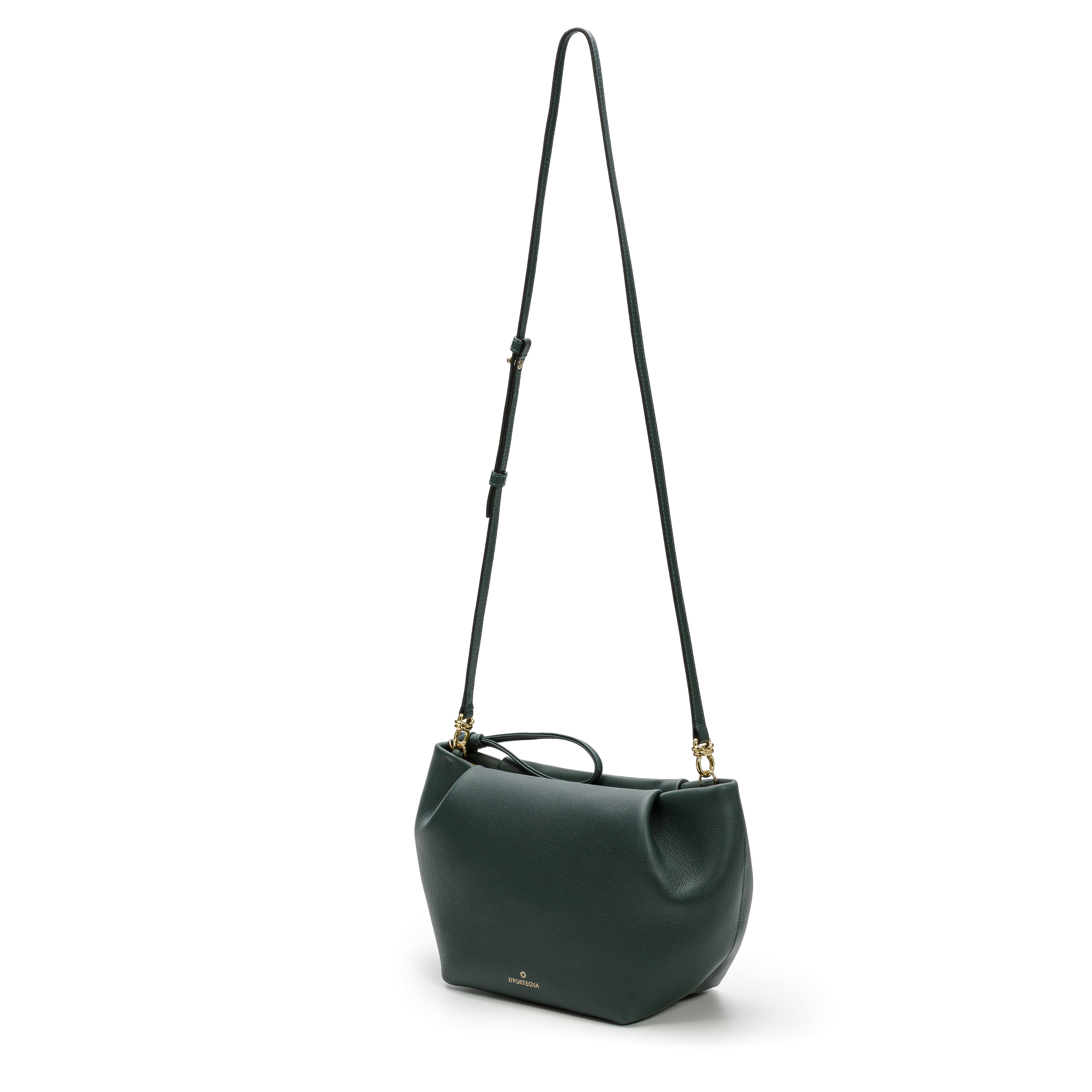 Marta Leather Clutch Bag With Shoulder Strap, Alternate, color, Forest