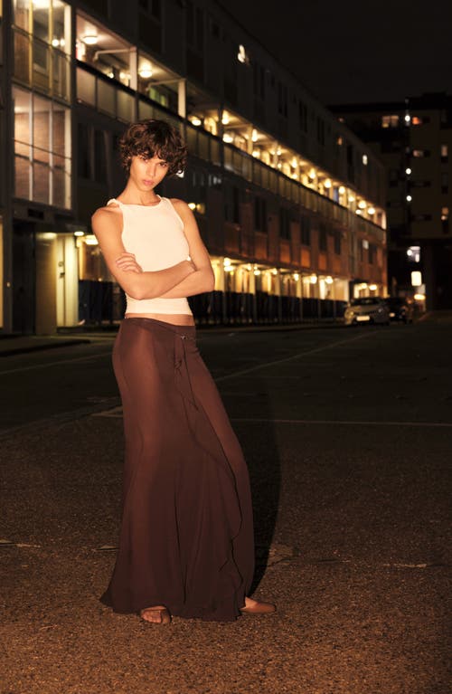 Mango X Supriya Lele Ruffle Maxi Skirt In Brown