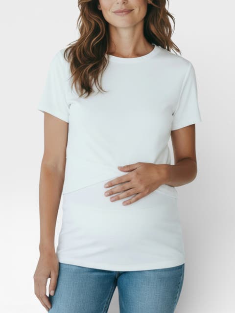 Crew Neck Cross Over Nursing Short Sleeve Top